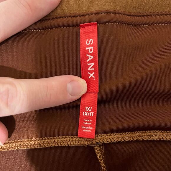 Spanx Faux Suede Leggings Rich Caramel High Waisted Size 1X - Picture 6 of 6